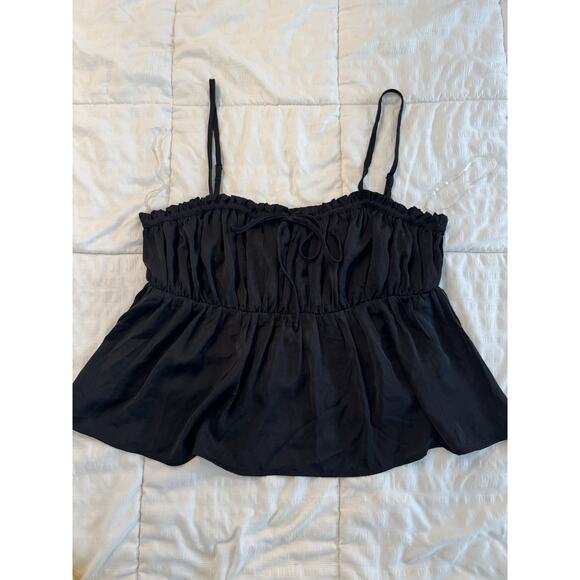 American Eagle black Tank Top Milkmaid Babydoll Y2K Large Goth Cottagecore - Picture 1 of 6